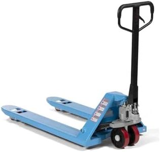 Titan Attachments Hand Pallet Jack Truck, 48" L x 27" W, 5500 LB Capacity, Blue, Ergonomic Cushion Handles, PU Wheels