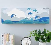 STUTI WORLD Polyester Dolphin Printed Air Conditioning Dust Cover Folding Designer Ac Cover For Indoor Split Ac 1 Ton (91X31X21Cm) And 1.5 Ton (97X31X21.5Cm) New Creative Printed (1 Ton,Dolphin),Blue