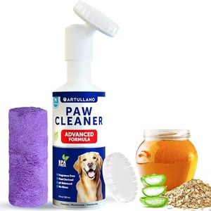 Paw Cleaner for Dogs - Silicone Brush and 5fl Oz No-Rinse Foaming Cleanser - Fragrance-Free, pH Balanced Formula