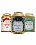 SAN-CHA Tea Boutique Caffeine Free Tea Bundle, Peppermint, Sleeping Beauty & Tulsi Herbal Tea, Environment Friendly Caffeine Free Tea Bags, Value Pack, 75 Gram