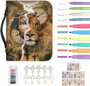 Christian Jesus Easter Day Leather Bible Cover Case Zipper Women Men Large Capacity Multiple Pockets Handle Carrying Fit Book