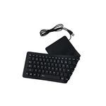 Meega Tech Foldable Silicone Keyboard USB Wired French Layout Keyboard Waterproof Rollup Keyboard for PCNotebookLaptop, black, 4.9inch*15.9inch*0.4inch