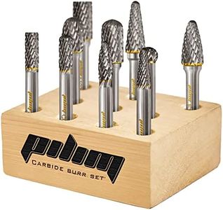 Tungsten Carbide Burr Set 1/4" Shank 10PC Double Cut Rotary Cutting Burrs Die Grinder Bits for Steel and Wood Working, Grinding, Carving, and Engraving