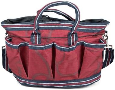 Jeffers Poplar Head Grooming Bag – Horse Grooming Organizer Tote with Pockets for Brushes, Tools, Clippers, Shampoo, Detangler – Stable Barn Kit Carrier for Horses, Pets, Merlot Snaffles & Irons