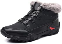 COSIDRAM Mens Winter Snow Boots Outdoor Hiking Waterproof Warm Fur Lined Anti Slip Insulated Work Shoes Black 8.5