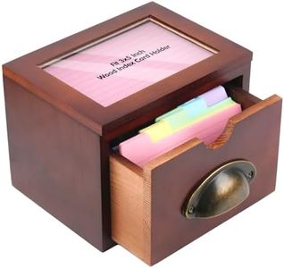 Bmrewax 3x5 Index Cards Holder, Wood Index Card Organizer Box Flash Card Holder Recipe Cards Holder, Recipe Flash Card Holder for Home Office Orgainzer