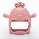 Silicone Baby Teether Toy for Infants 3+ Months, BPA Free Anti-Drop Silicone Mitten Teething Toy for Soothing Sore Gums, Baby Chew Toys for Sucking Needs, Dark Red