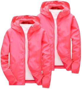 2Pc Rain Jacket for Kids Hooded 01# Pink 4-5 Years