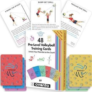 OVANTO Volleyball Training Equipment Aid Cards –Solo Volleyball Rebounder Drills for Kids & Adults to Practice Anywhere –Volleyball Stuff Cards to Masterfully Set, Pass, Serve, Spike & Block