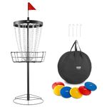 VEVOR Disc Golf Basket, 24-Chains Portable Disc Golf Target Hole, Heavy Duty Steel Practice Disc Golf Course Basket, Indoor & Outdoor Pro Golf Basket Set with Carry Bag & 6 Discs, Black