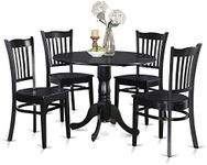 (Wood, Black Finish) - East West Furniture DLGR5-BLK-W 5-Piece Kitchen Table Set, Black Finish