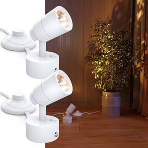 Sunco Uplighting Indoor with Foot Switch, LED Floor Spotlight, for Indoor Plants 3W, 300 Lumens, 3000K Warm White, 120V, Non-Dimmable, White UL/ETL 2 Pack