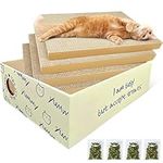 BAMITORI 4 PCS Cat Scratch Pad in Cat Scratcher Box with Catnip, Reversible Cat Scratch Pad, 4 in 1 Replacement Cardboard Refill Interactive Lounge with Hole Design for Indoor Cats