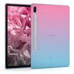 kwmobile TPU Silicone Case Compatible with Samsung Galaxy Tab S6 - Case Soft Flexible Protective Cover - Bicolor Dark Pink/Blue/Transparent