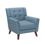 Christopher Knight Home Alisa Mid Century Modern Fabric Arm Chair, Blue and Walnut