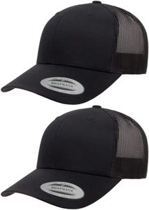 Yupoong Mens Yp Classics Retro Trucker Cap Hat, Black, One Size, 2 Pack