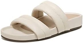 Vionic Women's Safari Mayla Slide Sandal- Supportive Walking Leather Shoes That Include Three-Zone Comfort with Orthotic Insole Arch Support, Medium Fit, Sizes 5-11, Cream, 8.5