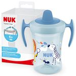 NUK Trainer Cup Sippy Cup | Leak-Proof Soft Drinking Spout | 6+ Months | BPA-Free | 230ml | Blue Zebra