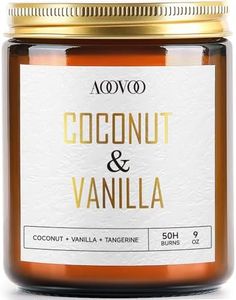 AOOVOO Coconut Vanilla Candles - 9 oz Scented Candles, Aromatherapy Candle, Soy Candle for Home Scented