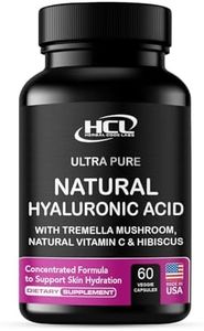 Natural Hyaluronic Acid Supplement 5X Stronger Hydration Pills from Pure Tremella Mushroom with Vitamin C & Hibiscus - Skin Supplement Anti Wrinkle Dietary Capsules - hair nails vitamins