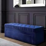 Habiba Arts 3 Seater Sofa Couch Poufffe Storage Ottoman Tufted Roll Arm Storage Bench Multipurpose Settee for Living Room, Guest Room, Office (Navy Blue)