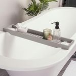 OHS Bath Tray, Bath Trays for Across the Bath Home Spa Board for Adults Bamboo Bathtub Tray Wooden Bathroom Accessories Caddy Trays Baths Rack for Candles Wine Glass Accessories, Charcoal Grey