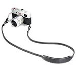 CANPIS Genuine Leather Camera Strap Handmade Shoulder Neck Belt Strap with Shoulder Pad for Nikon Canon Sony Pentax Leica Olympus Fuji DSLR Camera (Black)