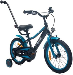sun baby Tracker Vélo pour Enfant pour garçon 16 Pouces avec Barre de poussée, Sonnette, Réglage en Hauteur du siège et du Volant (Neon Bleu, 16 Pouces)