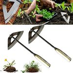 Garden Tools Hollow Hoe, All-Steel Hardened Hollow Hoe, Sharp Durable Garden Edger Weeder, Hoe Gardening Tool Hand Shovel Weed Puller Accessories for Backyard Weeding, Loosening Farm Planting (2PCS)