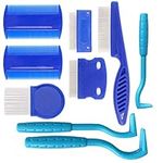 Cat Dog Flea Combs, 9 Pcs Grooming Flea Combs, Flea Lice Comb for Small, Medium, Large Pets (Blue)