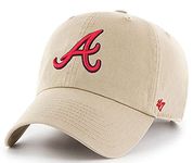 Atlanta Braves Khaki Clean Up Adjustable Hat, Adult One Size Fits All, Khaki, One size