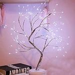 Bonsai Tree Light LED Desk Lamp Artificial Light Tree Battery USB Powered DIY Touch Switch Decor Christmas Party (W4362-White Light)