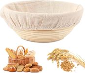 Homiely Bread Proofing Basket, Natural Rattan Sourdough, 9" Round Banneton Basket with Linen Cloth for professional Home Bakers