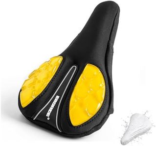 Bike Seat Cusion,Comfort Memory Foam+Gel Shock Aborption Bike Seat Cover for Mountain & Road Bikes & Stationary Bikes Man and Women (Small Yellow)