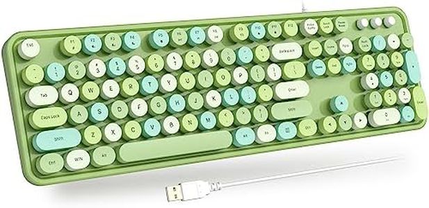 GEEZER Computer Wired USB Keyboard - Green Full-Size Round Keycaps Retro Typewriter Keyboards, for Windows, PC, Laptop, Desktop, Mac