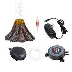 YWNYT Aquarium Volcano Ornament Kit, Colorful LED Light Air Stone Air Bubbler Decoration for Fish Tank, Aquarium Ornament Fish Tank Decor (with Air Pump)