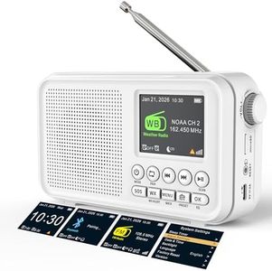 Portable FM Radio with Bluetooth, NOAA Weather Radio, 3000mAh Rechargeable