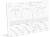 Bliss Collections Minimalist Weekly Planner Tear Off Pad, 50 Undated Sheets, Desk Notepad, Daily Calendar, Task Planner, To Do List, Habit Tracker, 8.5x11