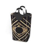 Laundry Basket Art Deco Vintage Era The Great Gatsby Gold Black Pattern Laundry Hamper Storage Bin Durable Clothes Bag with Handles 50L