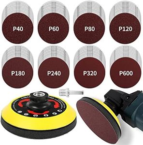 Pomsare 5 Inch Upgraded Hook and Loop Backing Pad with 80PCS Sanding Discs, Angle Grinder Attachments with 5/8-11, Drill Sanding Pad for Wood Sanding Polishing(40/60/80/120/180/240/320/600 Grit)