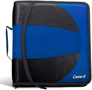 Case-it The Dual 2-in-1 Zipper Binder | Two 1.5-Inch D-Rings, 600 Sheet Capacity, Pencil Pouch & Multiple Pockets | School & Office Organizer with Shoulder Strap | Dual-101 Midnight Blue