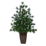 Nearly Natural Artificial Christmas Tree, Styrofoam, Gravel, Metal, Hardneedle, Iron Wire, Green, 3.3ft