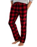 Hanes Men's Big and Tall Fleece Pajama Pants, 4XL, Red Buffalo Plaid