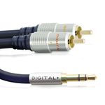 CableMountain 3m 2X RCA to 3.5mm Audio Cable - Gold Plated Male-to-Male Phono to 3.5mm Jack | Stereo Y Splitter RCA Cables for Turntable, TV and Speakers