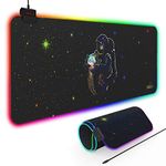 Tukzer RGB RETRO Extended Gaming Mouse Pad, High-Speed Mouse Tracking & Control| with LED Glowing Backlight 13 Lighting Modes| Desk Mat for Computer Laptop Keyboard (795mm x 298mm x 3.45mm, Astronaut)