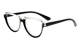 Eyekepper Eyeglasses for Women Reading Large Frame - Oversize Ladies Half Moon Design Readers, Transparent/Black, 1.50