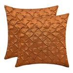 The White Petals Light Brown Decorative Pillow Covers (Faux Silk, Pinch Pleat, 18x18 inch, Pack of 2)