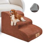 Masthome Dog Steps for Bed Sofa, 3-Step Dog Stairs with Washable Cover, Non-slip High Density Foam Dog Ladder for Small Dogs Cats, 57 x 40 x 40cm