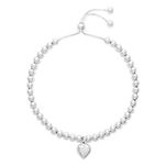 Hatton Jewellery Heart Charm Sterling Silver Bracelet for Women, Friendship bracelet with slider style clasp and adjustable in size. Made in Italy and Gift boxed, Perfect for any Occasion