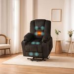 Naomi Home Doris Power Lift Recliner Chair with Massage and Heat, Velvet Upholstery, Electric Lift for Elderly, Black, 300 lbs Capacity